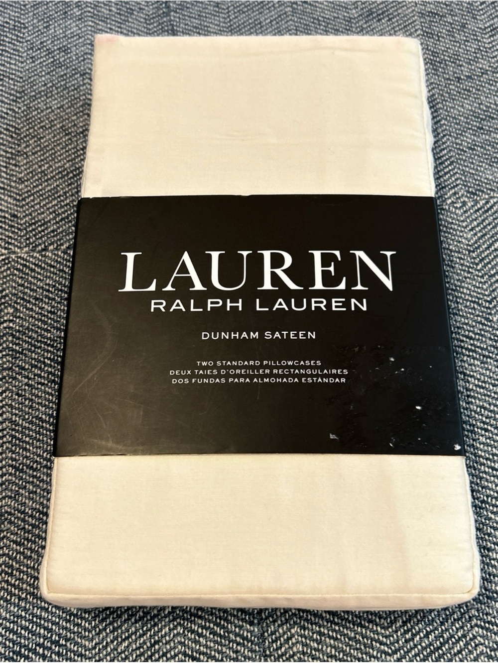 Lauren Ralph Lauren Dunham Sateen Standard Pillowcases Set 2 Cream Cotton NIP